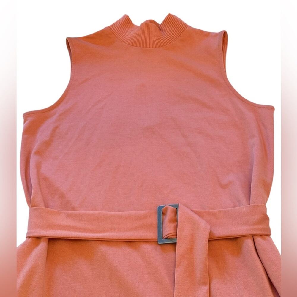 Prologue Calm Orange Sleeveless Mock-Neck Belted Dress with Pockets Size Small - Picture 7 of 16